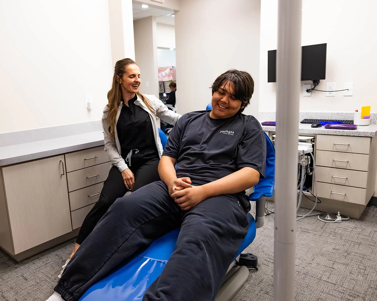 Dr. Foreman with patient in dental chair