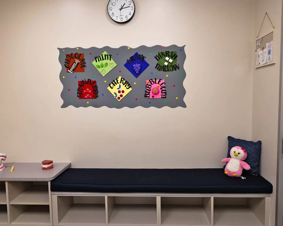 Seats with cubbies and a plush toy
